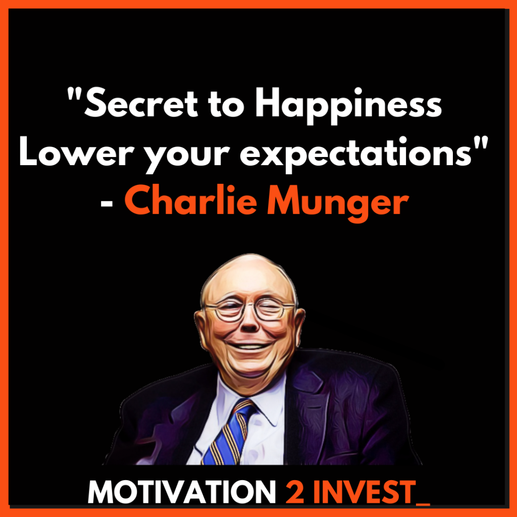 Charlie Munger Quote "Happiness quote" Copyright: Motivation2invest.com Youtube (Credit if used) https://www.youtube.com/c/Motivation2Invest/videos